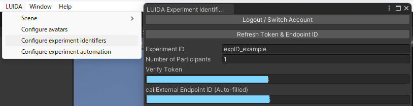 Configure experiment identifiers window.